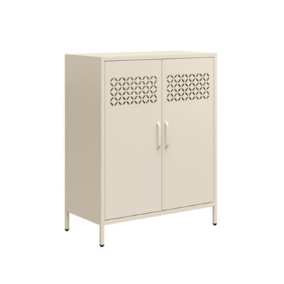 Dorel Annie Metal Cabinet With 2 Doors Parchment from B&Q