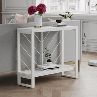 B&Q -  Home Brielle Console Table White Faux Marble