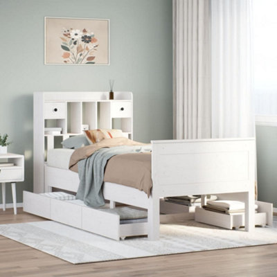 Berkfield Bookcase Bed Without Mattress White 90X190 Cm Single Solid Wood Pine
