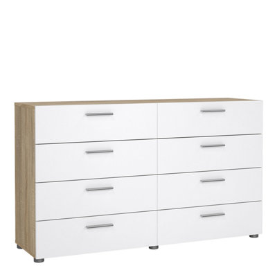 Furniture To Go Pepe Wide Chest Of 8 Drawers (4+4) In Oak Structure/white High Gloss from B&Q