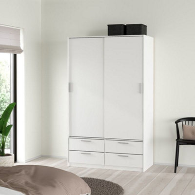 B&Q -  Line Wardrobe With 2 Sliding Doors And 4 DrawersWhite