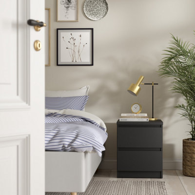 Furniture To Go Naia Matt Black 2 Drawer Bedside Table - Image 7