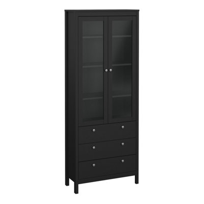 Furniture To Go Madrid China Cabinet 2 Doors W/glass + 3 Drawers In Matt Black from B&Q
