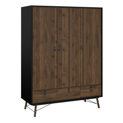 Furniture To Go Ry Wardrobe 3 Doors + 3 Drawers In Matt Black Walnut from B&Q