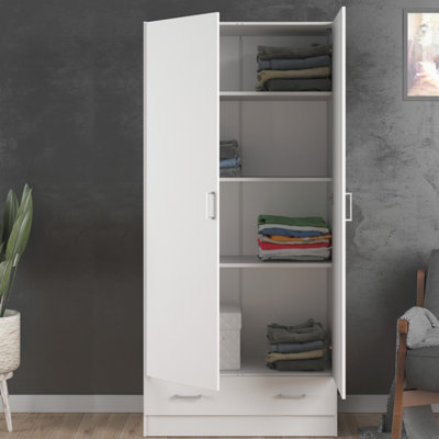 Furniture To Go Space Wardrobe With 2 Doors + 1 Drawer In White 1750 (W) 79.4 X  (H) 170.4 X  (D) 35.7Cm from B&Q