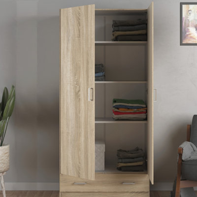 Furniture To Go Space Wardrobe With 2 Doors + 1 Drawer In Oak 1750 (W) 79.4 X  (H) 170.4 X  (D) 35.7Cm from B&Q