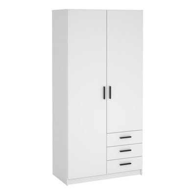 B&Q -  Sprint Wardrobe With 2 Doors + 3 Drawers In White