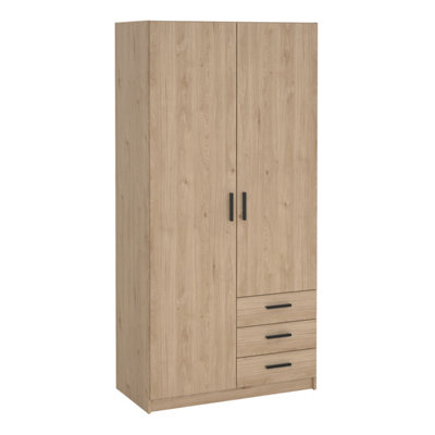 B&Q -  Sprint Wardrobe With 2 Doors + 3 Drawers In Jackson Hickory