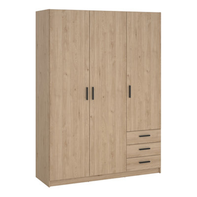 B&Q -  Sprint Wardrobe With 3 Doors + 3 Drawers In Jackson Hickory