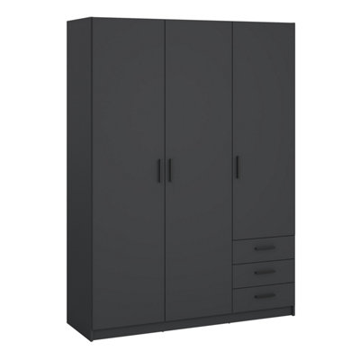 B&Q -  Sprint Wardrobe With 3 Doors + 3 Drawers In Matt Grey