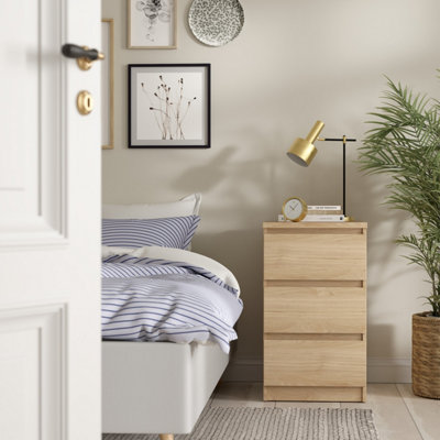 Furniture To Go Naia Bedside 3 Drawers In Jackson Hickory Oak (W) 40.4 X  (H) 70.1 X (D) 50Cm from B&Q