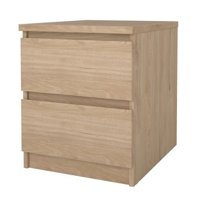 B&Q -  Esla Matt Jackson Hickory 2 Drawer Bedside Table (H)495mm (W)404mm (D)500mm