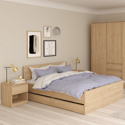 Furniture To Go Naia Bedside 1 Drawer 1 Shelf In Jackson Hickory Oak Black/White