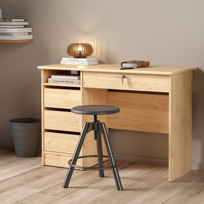 B&Q -  Function Plus 4 Drawer Desk In Oak  (W) 109.3 X (H) 75.6 X (D) 48.5Cm
