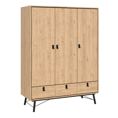 Furniture To Go Ry Wardrobe 3 Doors + 3 Drawers In Jackson Hickory Oak