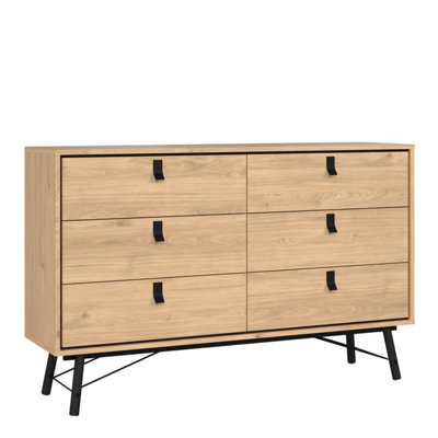 Furniture To Go Ry Wide Double Chest Of Drawers 6 Drawers In Jackson Hickory Oak