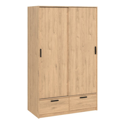 B&Q -  Line Wardrobe With 2 Doors + 2 Drawers In Jackson Hickory Oak