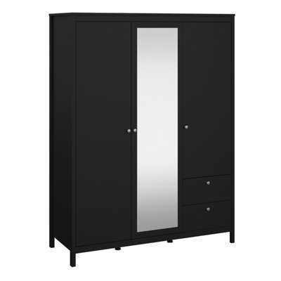 Furniture To Go Madrid  Wardrobe With 2 Doors + 1 Mirror Door + 2 Drawers Matt Black from B&Q