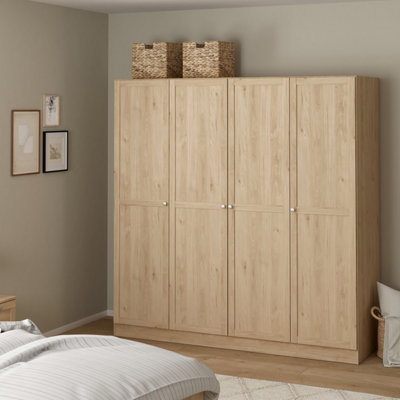 Furniture To Go Brande Wardrobe With 4 Frame Doors In Jackson Hickory Oak
