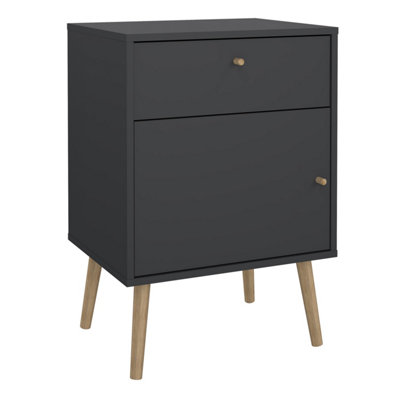B&Q -  Cumbria Nightstand 1 Door + 1 Drawer In Dark Grey