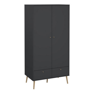 B&Q -  Cumbria Wardrobe With 2 Doors + 2 Drawers In Dark Grey