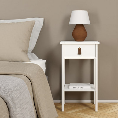  - Madrid White No Effect 1 Drawer Bedside Table (H)701mm (W)400mm (D)342mm