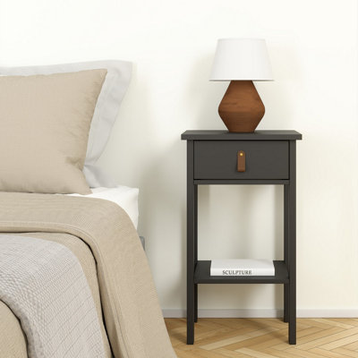  - Madrid Matt Black No Effect 1 Drawer Bedside Table (H)701mm (W)400mm (D)342mm