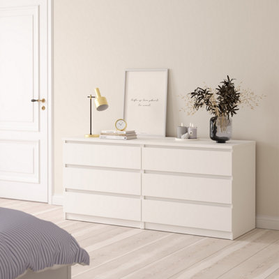 Furniture To Go Naia Wide Chest Of 6 Drawers (3+3) In White