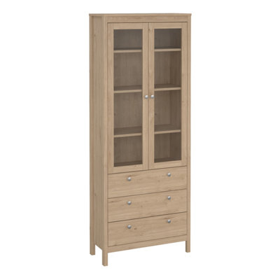 Furniture To Go Madrid China Cabinet 2 Doors With Glass + 3 Drawers In Jackson Hickory Oak from B&Q