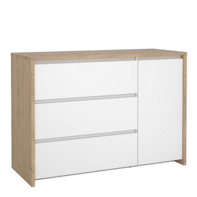 Furniture To Go Next Sideboard With 1 Door And 3 Drawers Jackson Hickory White High Gloss from B&Q