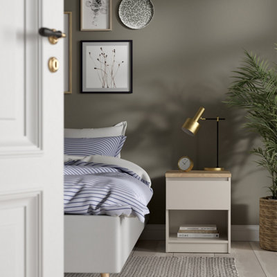 Furniture To Go Naia Bedside 1 Drawer 1 Shelf In Cashmere Jackson Hickory Beige/Cream