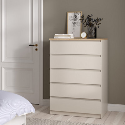 B&Q -  Naia Chest Of 5 Drawers In Cashmere Jackson Hickory (W) 77 X  (H) 111.3 X (D) 50Cm