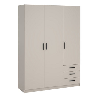 B&Q -  Sprint Wardrobe With 3 Doors + 3 Drawers In Cashmere