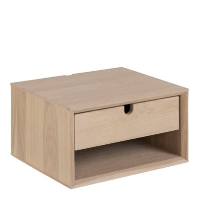 Rackhams Brown Century 1 Drawer Wall Mounted Bedside Table In Oak - Manufactured Wood - 1 - Image 6