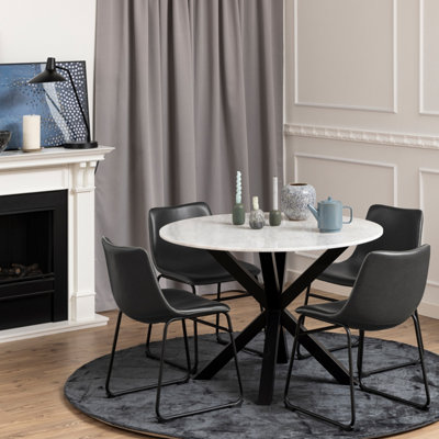 Furniture To Go Heaven Round Dining Table With Polished Marble Top White