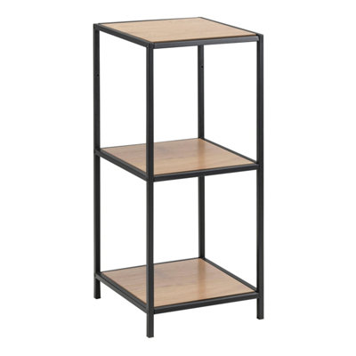 Furniture To Go Seaford Narrow Black Metal Bookcase With 2 Oak Shelves from B&Q