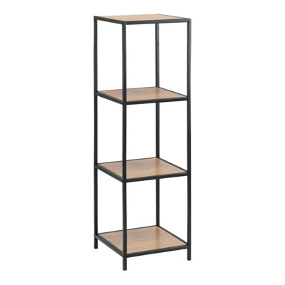 Furniture To Go Seaford Narrow Black Metal Bookcase With 3 Oak Shelves from B&Q