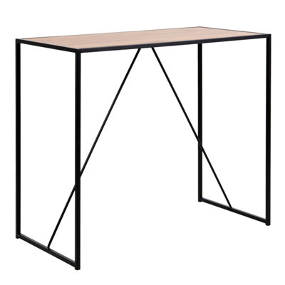 B&Q -  Seaford Black Metal Bar Table With Oak Top