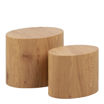 B&Q -  Mice Oval Coffee Table In Oak Set Of 2
