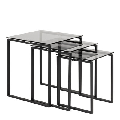 B&Q -  Katrine Nest Of Tables With Smoked Glass Top Set Of 3