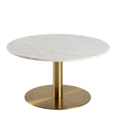 Furniture To Go Corby Round Coffee Table With Marble Top & Base White/Gold