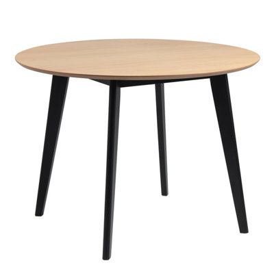 B&Q -  Roxby Round Dining Table In Oak & Black