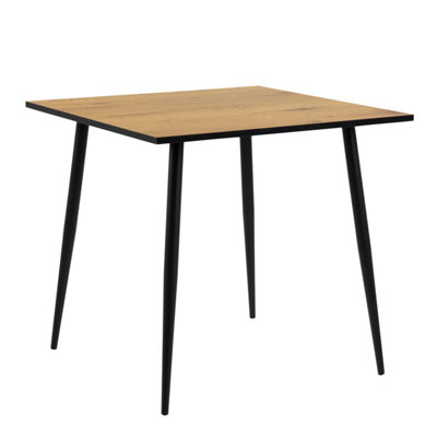 B&Q -  Wilma Small Dining Table In Oak & Black Legs