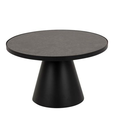 B&Q -  Soli Round Ceramic Coffee Table In Black 65.7X40Cm
