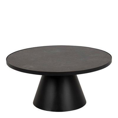 B&Q -  Soli Low Round Ceramic Coffee Table In Black 85.7X40Cm