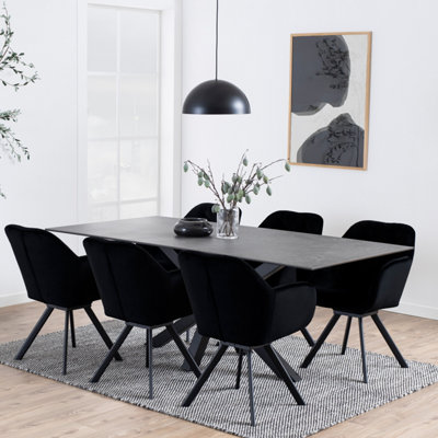 Furniture To Go Heaven Dining Table With Ceramic Black Top (L) 200Cm Seats Up To 6 from B&Q