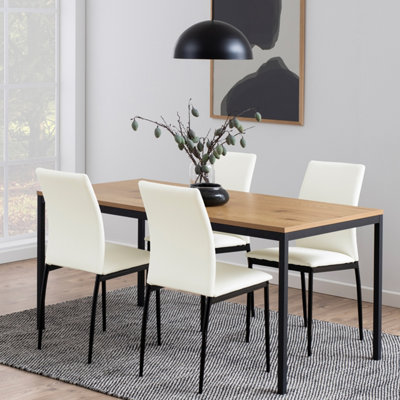 B&Q -  Seaford Dining Table In Black & Oak