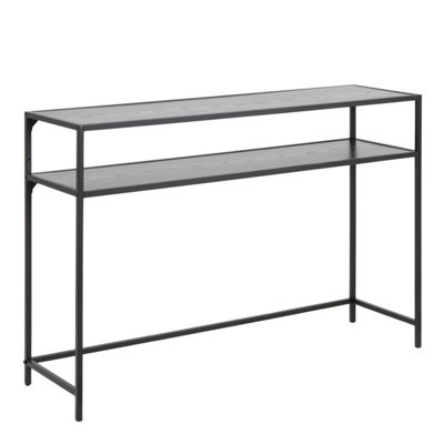 B&Q -  Seaford Black Metal Console Table With Black Top