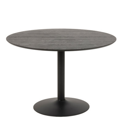 Florence Ibiza Round 4 Seater Dining Table - Black Ash and Matt Black - Image 4