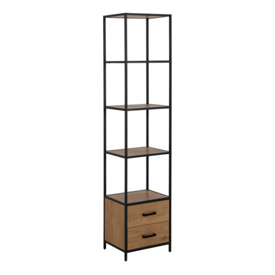 B&Q -  Seaford Bookcase With 2 Drawers And 3 Shelves In Black & Oak